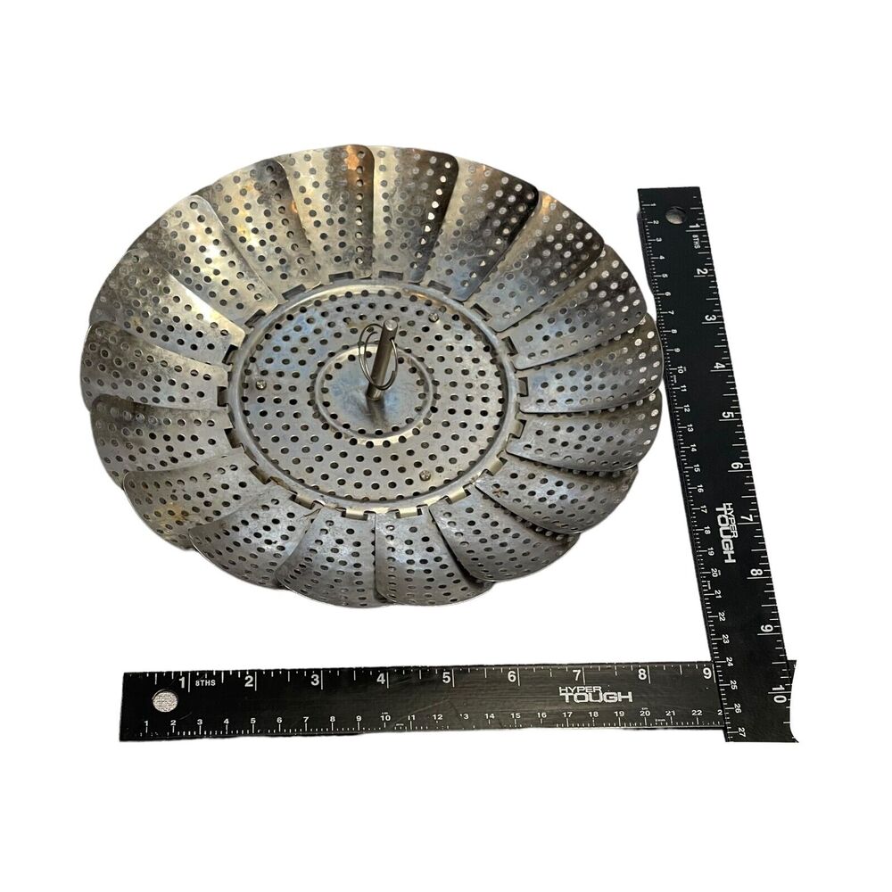 Vintage Foldable Stainless Steel Cooking Food Strainer Steamer Basket - Picture 4 of 6